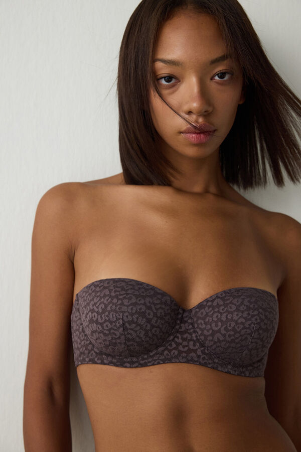 Penti Sujetador push up con aros y encaje Bloom marr&oacute;n