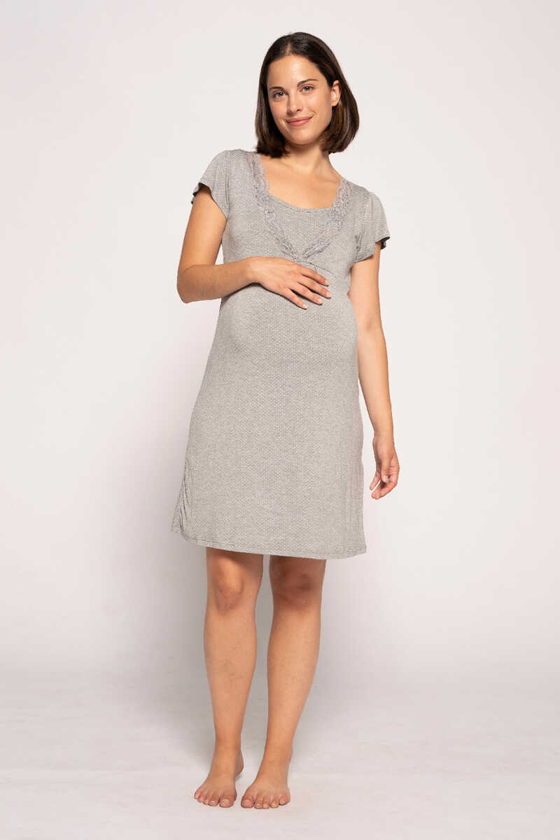 Womensecret Nursing dotted short sleeved nightdress grey