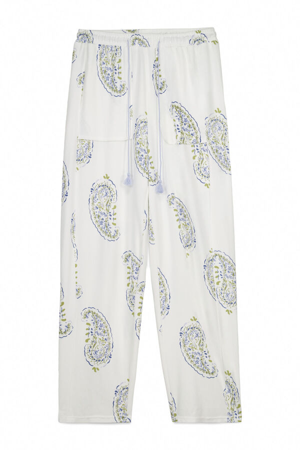 Women'secret Paisley print long trousers white