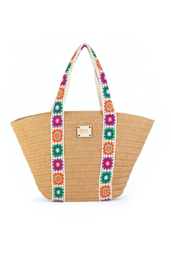 Kbas Sac cabas en fibre naturelle marron