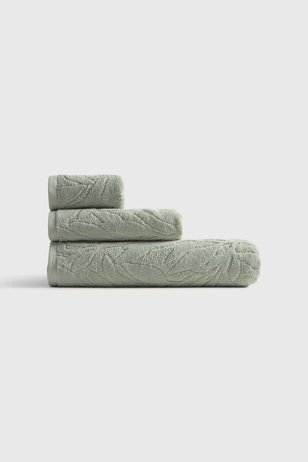 Textura Jacquard terry leaf towel green
