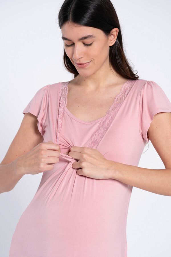 Ohma Camis&oacute;n de lactancia con manga corta rosa