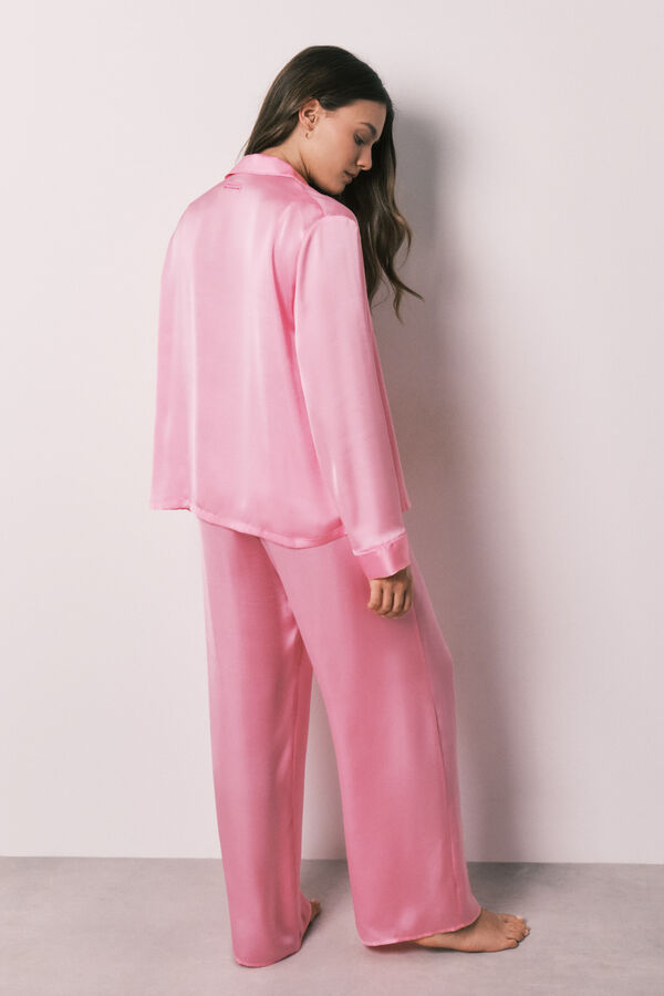 Women'secret Pink satin classic long pyjamas pink