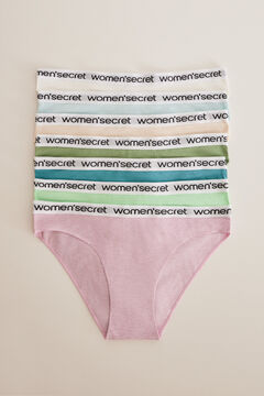 Womensecret 7er-Pack Slips Baumwolle Logo Weiß