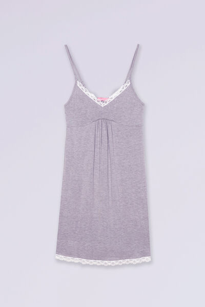 Womensecret Nursing nightgown with contrast lace grey