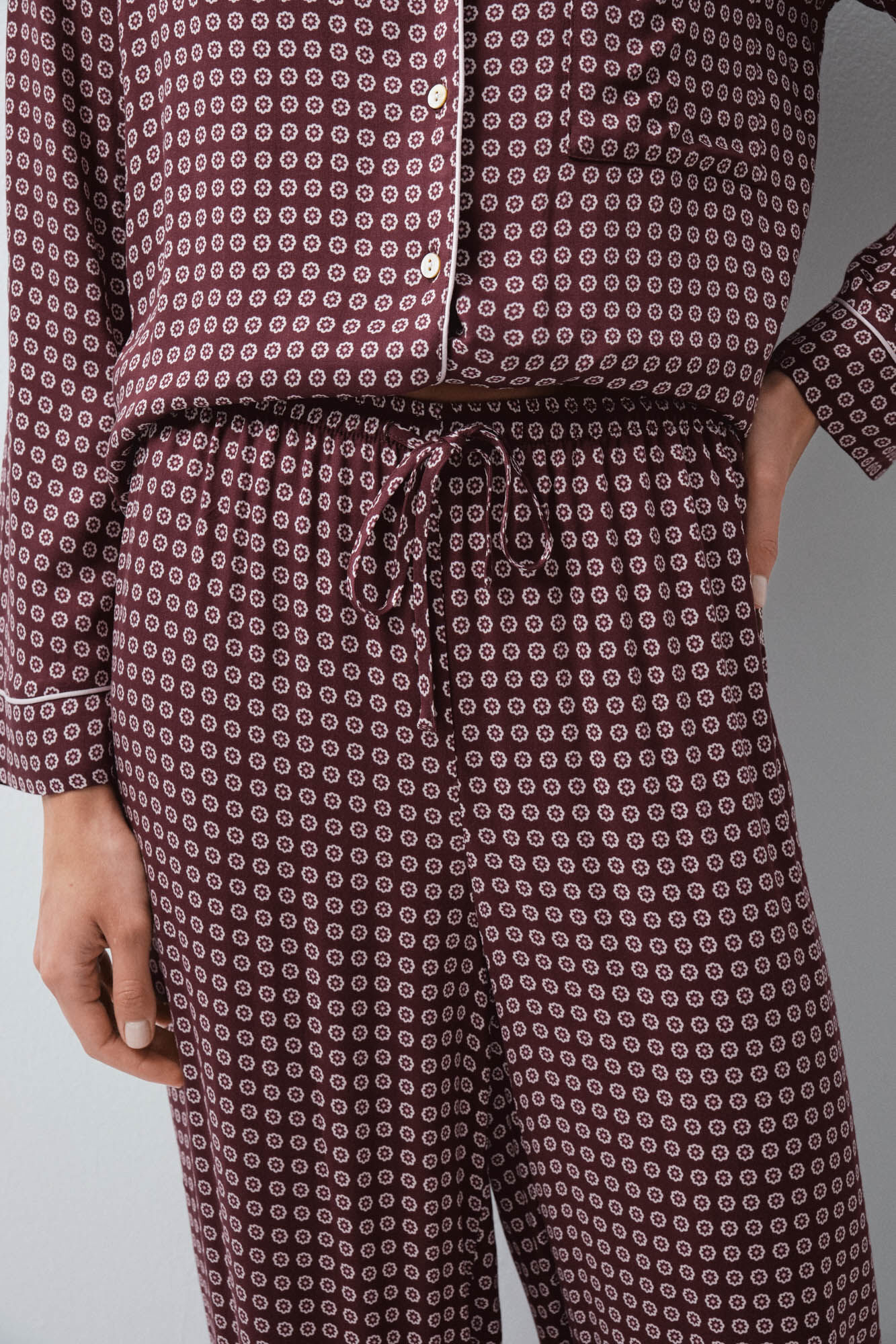 Women'secret Burgundy classic long pyjamas
