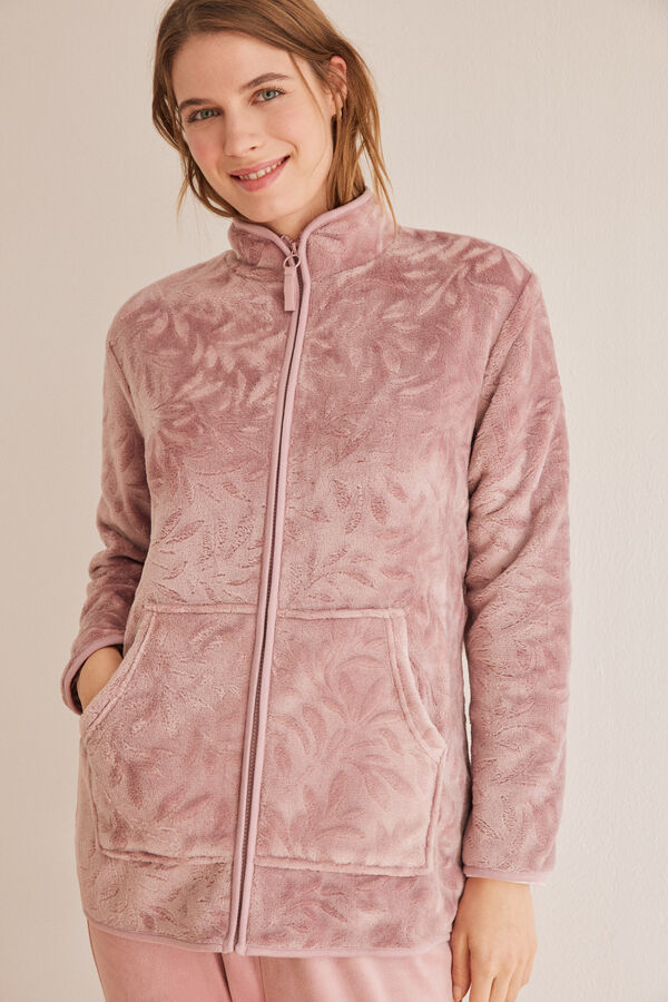 Womensecret Robe de chambre fourrure fermeture zippée rose rose