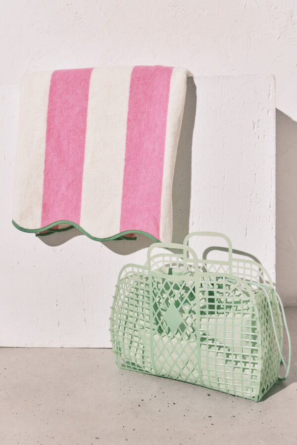 Women'secret Serviette &agrave; rayures en 100% coton rose