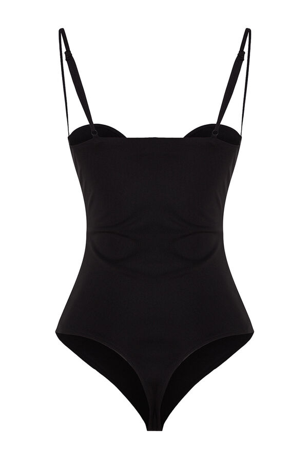 Trendyol Body negro escote coraz&oacute;n negro