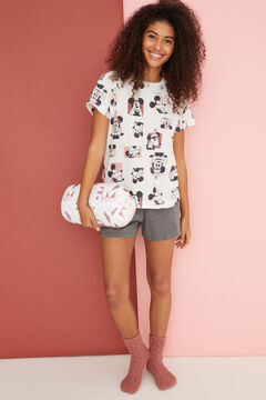 Womensecret Mickey Mouse mintás, rövid fehér pizsama bézs