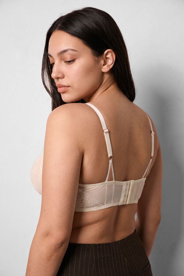 Women'secret Sujetador cl&aacute;sico tul y encaje blanco PRETTY marfil