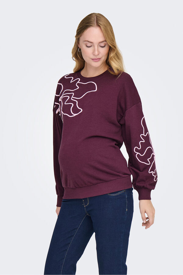 Only Maternity Sudadera estampado flores maternity burdeos
