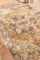 Calma House Palace soft washable mustard furry rug printed
