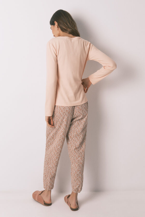 Women'secret Pink cotton floral print long pyjamas red