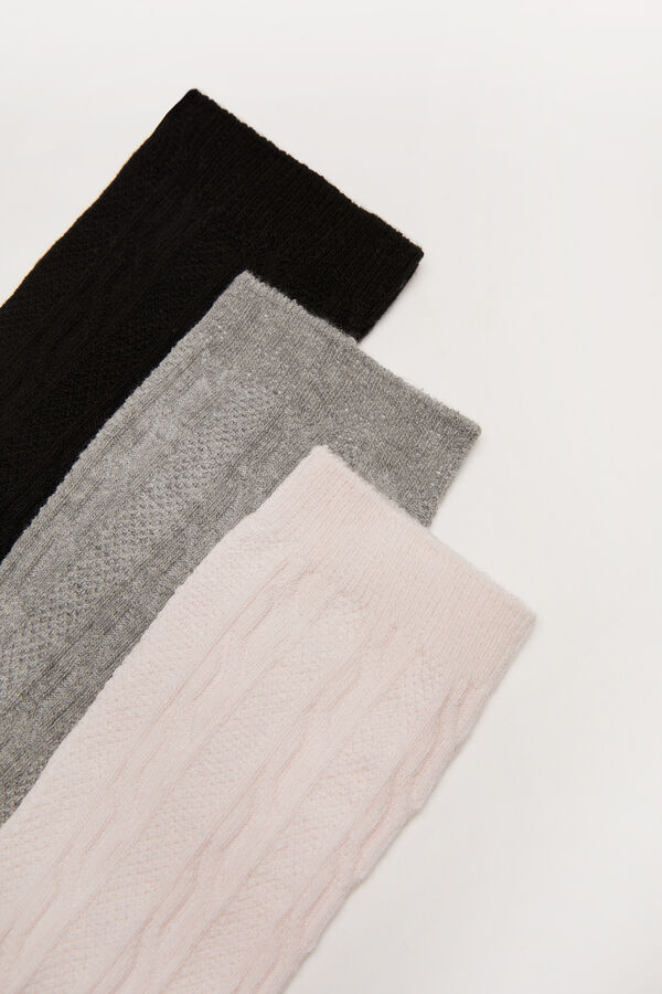 Womensecret 3-pack long textured cotton socks printed