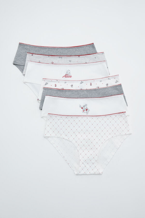 Women'secret Lot de 7 culottes larges en coton imprim&eacute; Alicia imprim&eacute;