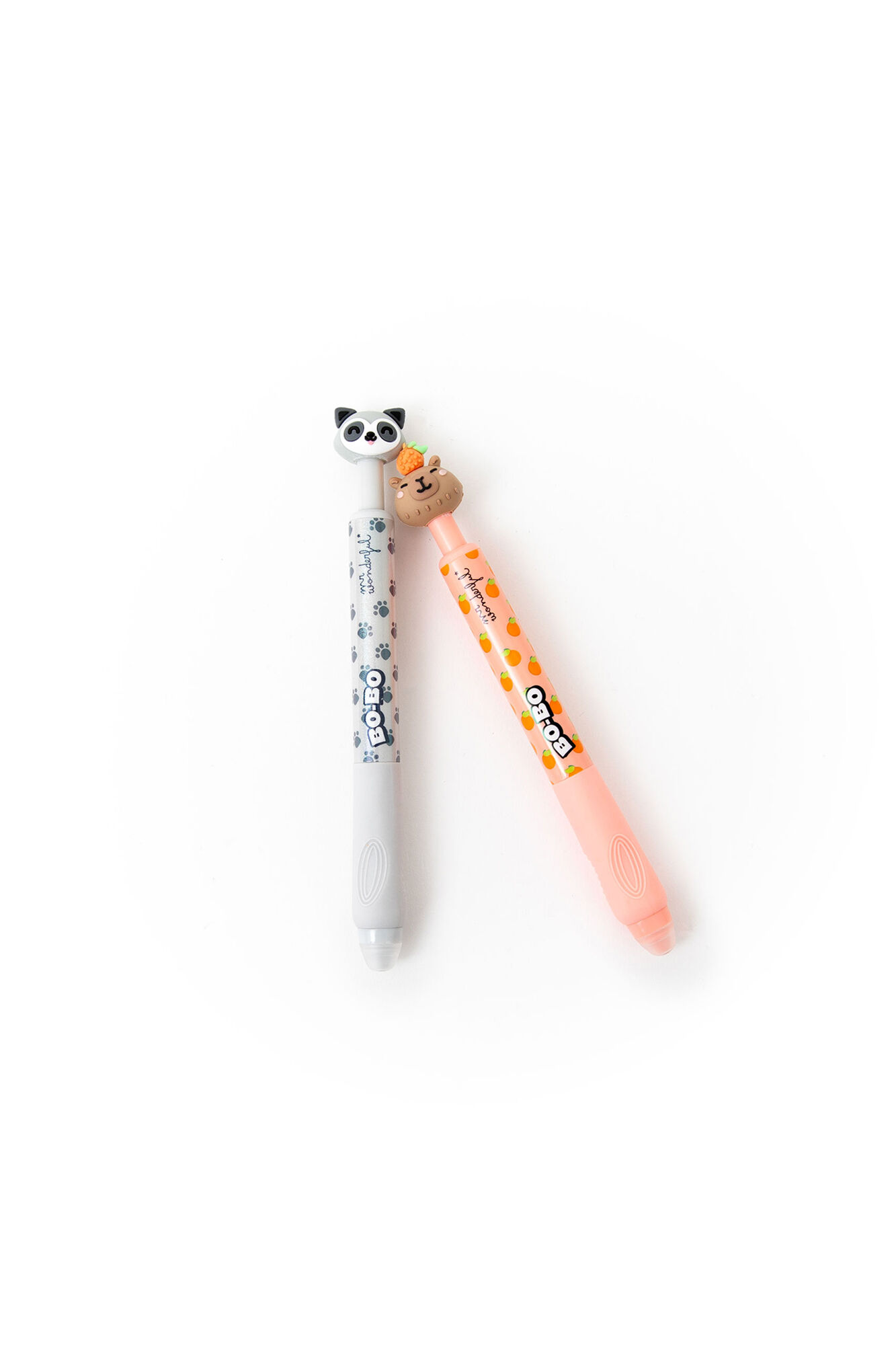 Mr. Wonderful Set de 2 bolis borrables Bo-Bo Click! - Mapache y Capibara