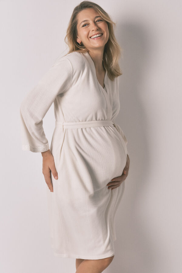 Women'secret White maternity belted robe beige