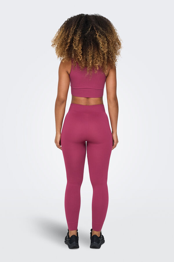 Only Play Leggings com nervuras de cintura alta sem costura rosa
