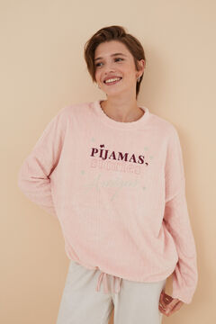 Womensecret Pyjama Fleece Rosa Logo La Vecina Rubia Rosa