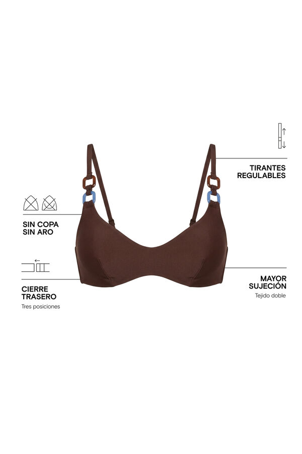 Women'secret Brown underwired bikini top nude