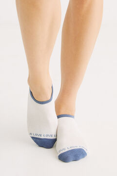 Womensecret Love blue cotton no-show socks white