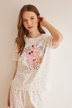 Womensecret Pyjama Capri 100 % Baumwolle Verliebte Bären Weiß