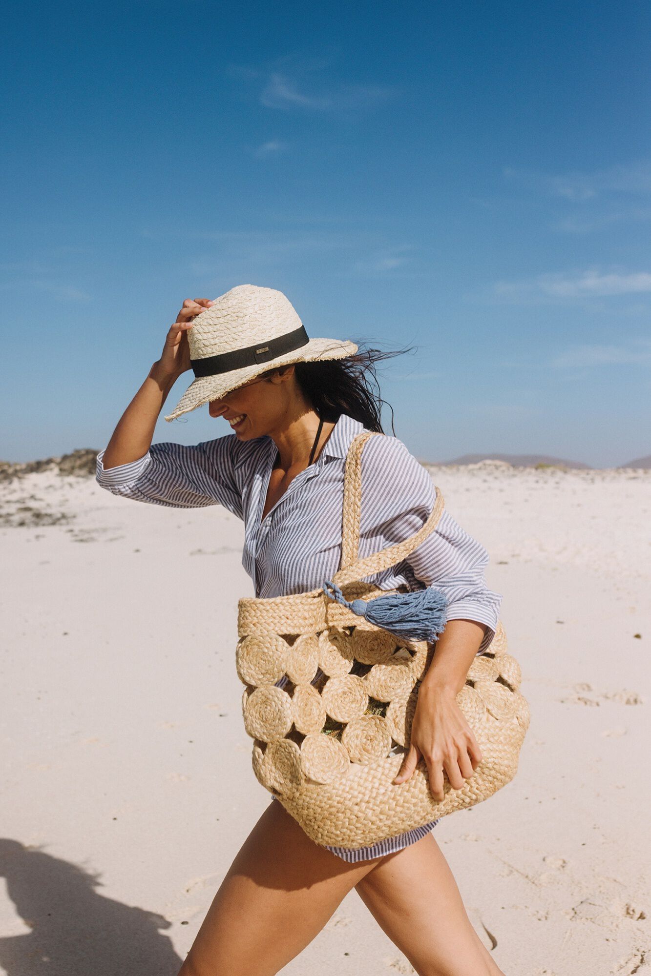 Textura Cesto de praia em folha de pluma