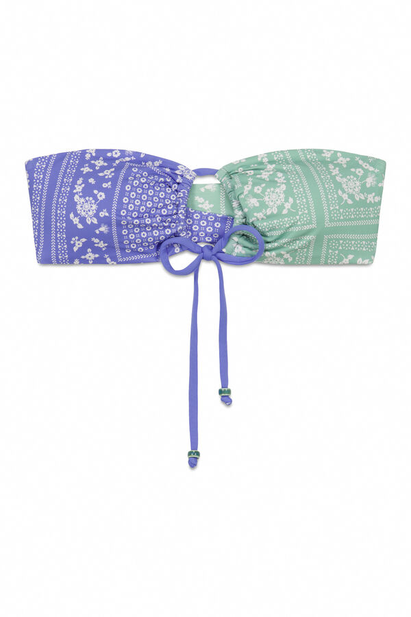 Women'secret Scarf print bandeau bikini top green