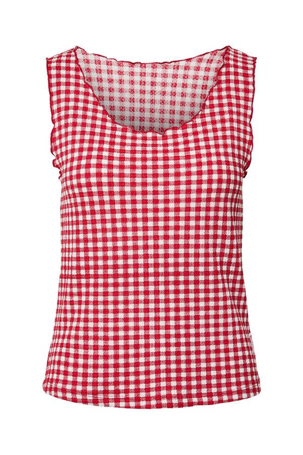 Pieces Printed sleeveless top burgundy