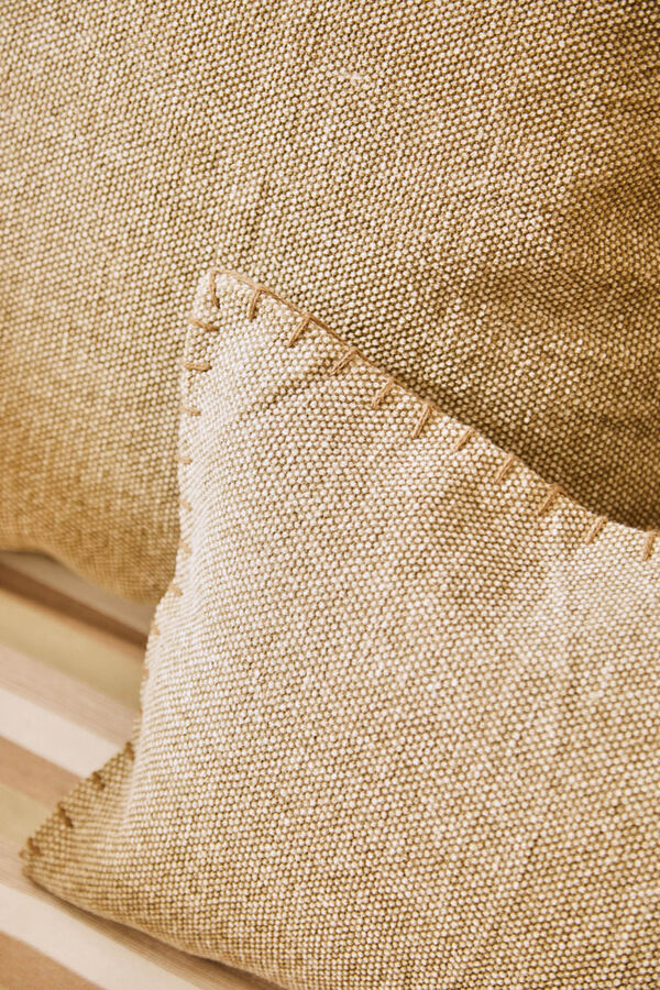 Calma House Asana beige dhurrie cotton cushion cover grey