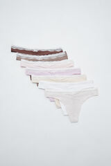 Women'secret Plain cotton lace 7-pack thongs white