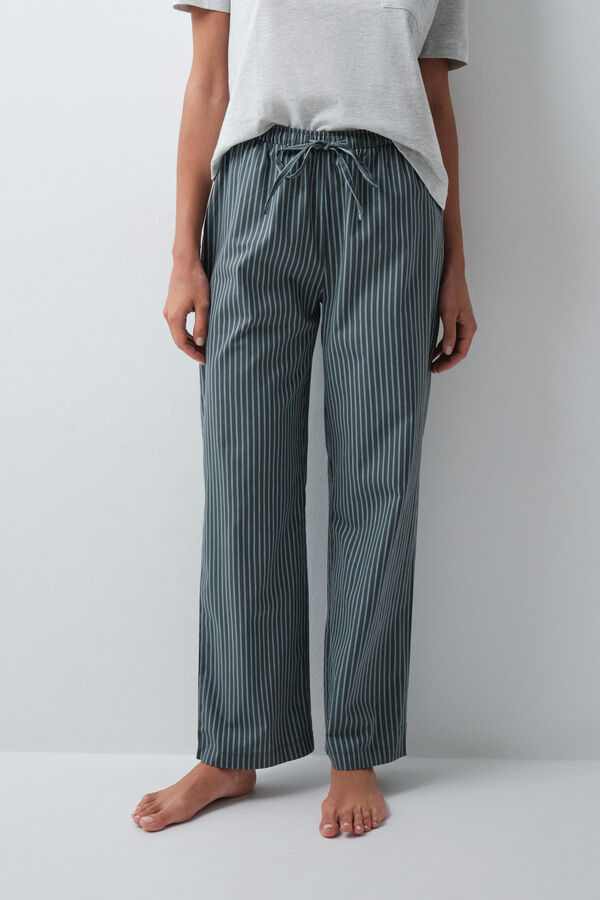 Women'secret Green striped long trousers green