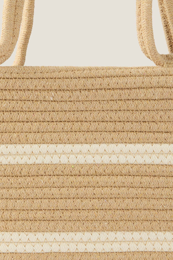 Womensecret Basket beach bag in natural colour cotton rope Bež
