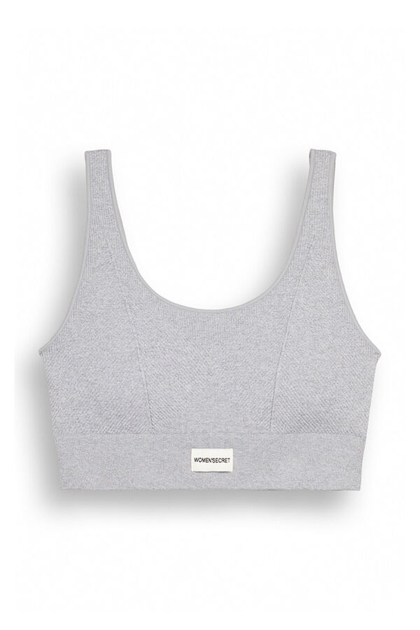 Womensecret Seamless gray ribbed crop top grey