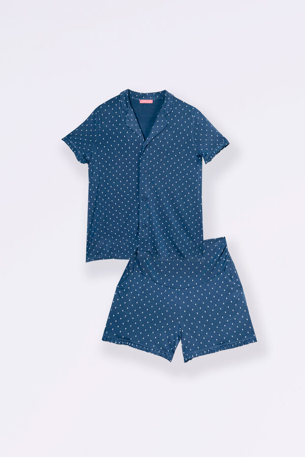 Womensecret Tie style print nursing pyjama suit set blue