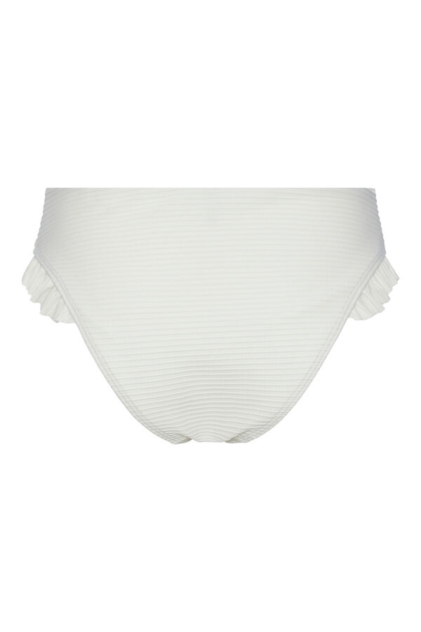 Womensecret Bikinihöschen mit hohem Bund und Rüschendetail an den Seiten. Weiß