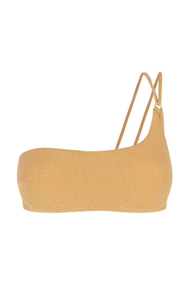 Womensecret Shiny gold asymmetric bikini top yellow