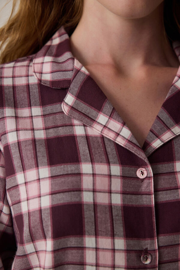 Penti Conjunto de pantal&oacute;n y camisa a cuadros Lila burdeos
