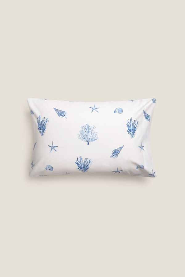 Textura Cotton pillowcase with marine motifs bleu