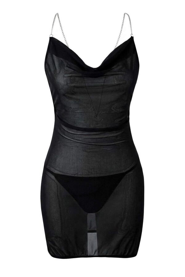 Trendyol Feminine Lace Detailed Nightgown black