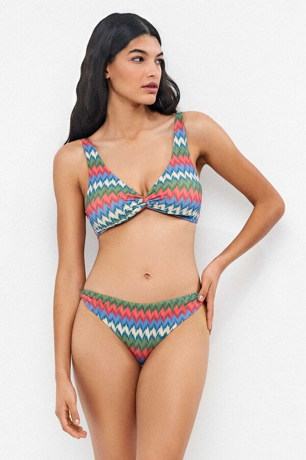 Gisela Zig zag print classic bikini bottoms white
