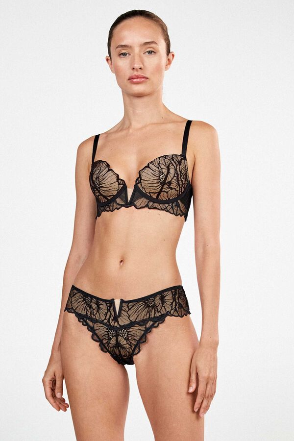 Gisela Floral lace Brazilian panty black