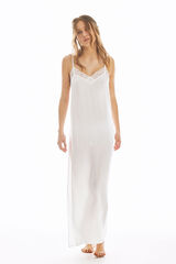 Womensecret Long satin camisole nightgown blanc