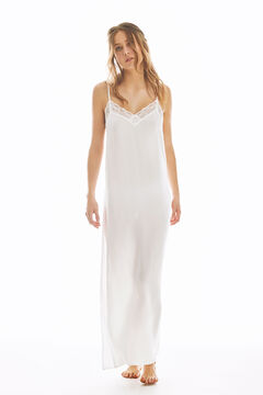 Womensecret Long satin camisole nightgown blanc
