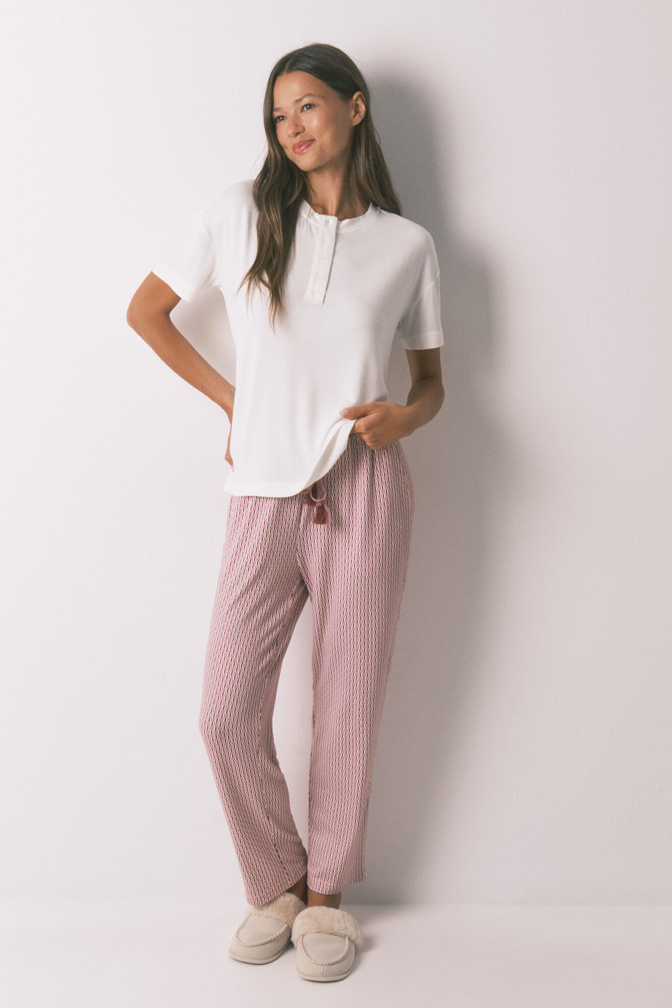 Women'secret Loose white short sleeve T-shirt