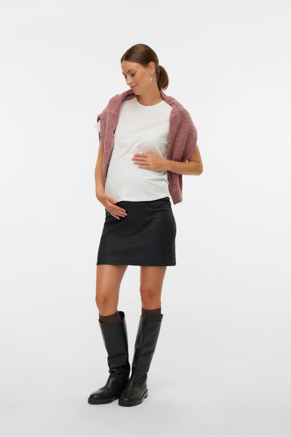Mamalicious Short leather effect maternity skirt  black