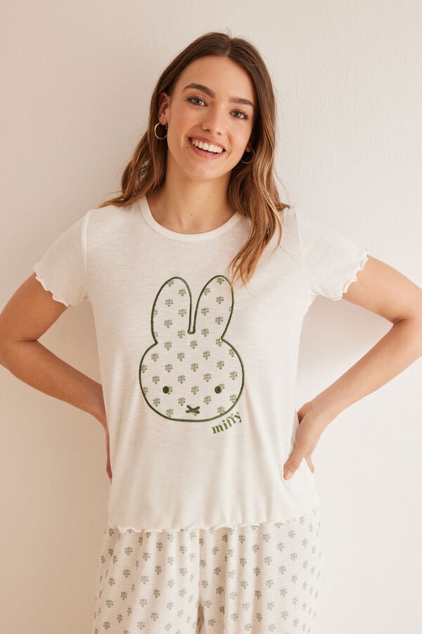 Womensecret Pyjama Shorts Miffy-Print Grün Naturweiß