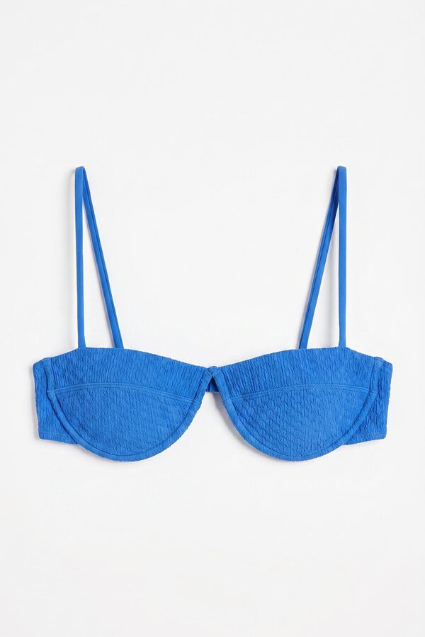 Women'secret Blue diamond texture balconette bikini top blue
