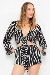 Gisela Short corto estampado animal print cebra blanco